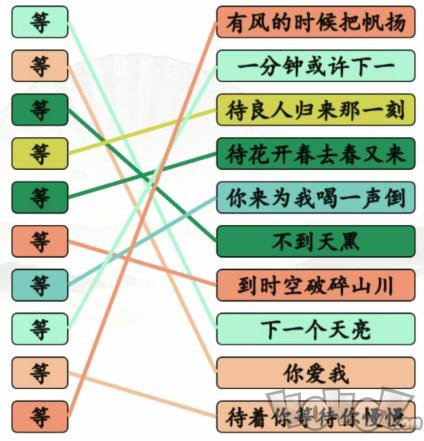 汉字找茬王连等待之歌怎么玩 连线等开头的歌通关详情一览