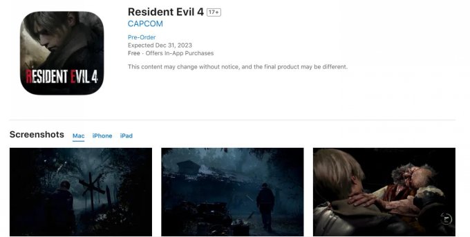 《生化危机4重制版》苹果商店页面上架 预购现已开启