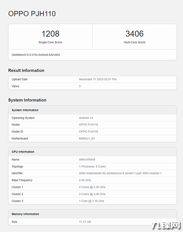 天玑8200在GeekBench6中的跑分是多少