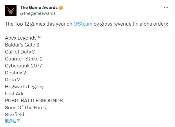 V社发布年度营收最高12款游戏 《星空》作为买断制游戏入围榜单