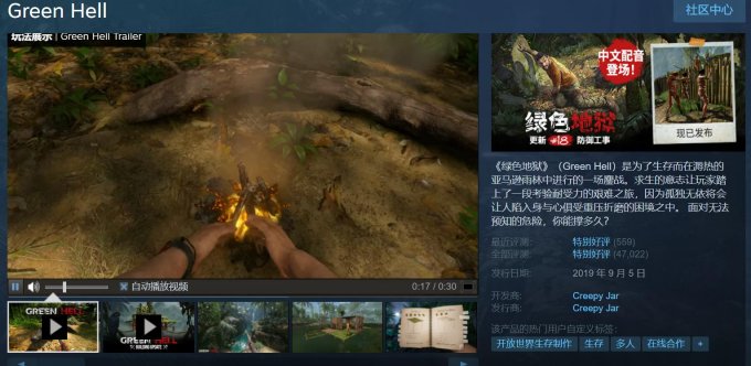 多人生存合作游戏《丛林地狱》新史低 Steam特别好评