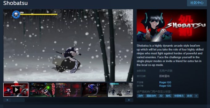 忍者主题游戏《处罚》上架Steam 支持双人局域网同玩